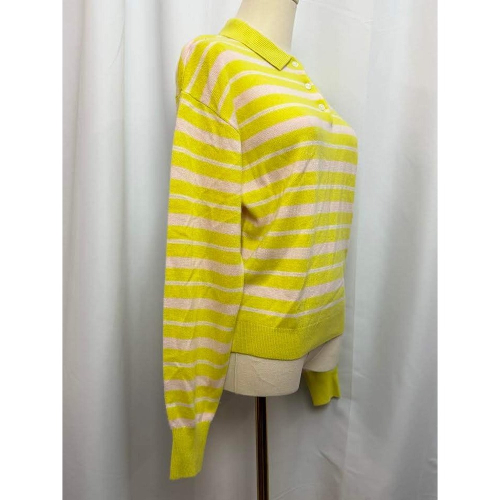 Guest in Residence Women Collegiate Stripe Polo Cashmere Sweater SMALL NWT - Picture 7 of 9